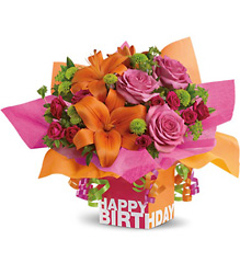 Teleflora's Rosy Birthday Present from Designs by Dennis, florist in Kingfisher, OK